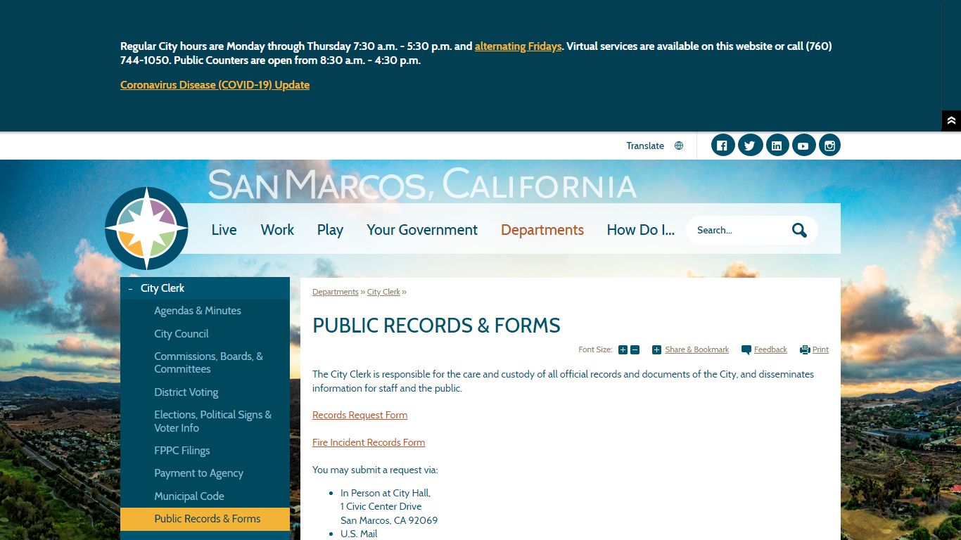 Public Records & Forms | San Marcos, CA